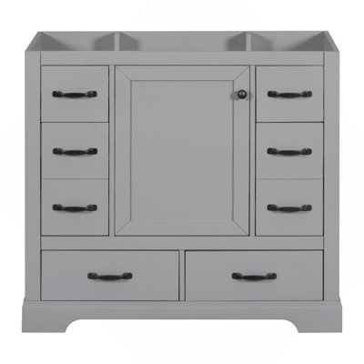 36" Bathroom Vanity Without Sink, Cabinet Base Only, Six Drawers, Multi-Functional Drawer Divider