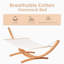 Hamac extérieur avec support Outsunny, très grand cadre en bois robuste, aucun arbre requis, lit de sieste de style bohème intérieur / extérieur de 12,8 pi, coton naturel, blanc