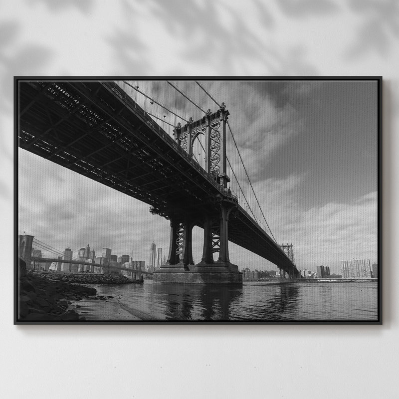 Manhattan Bridge, reproduction d'art sur toile, H 17 po x l 25 po x P 2 po, Noir