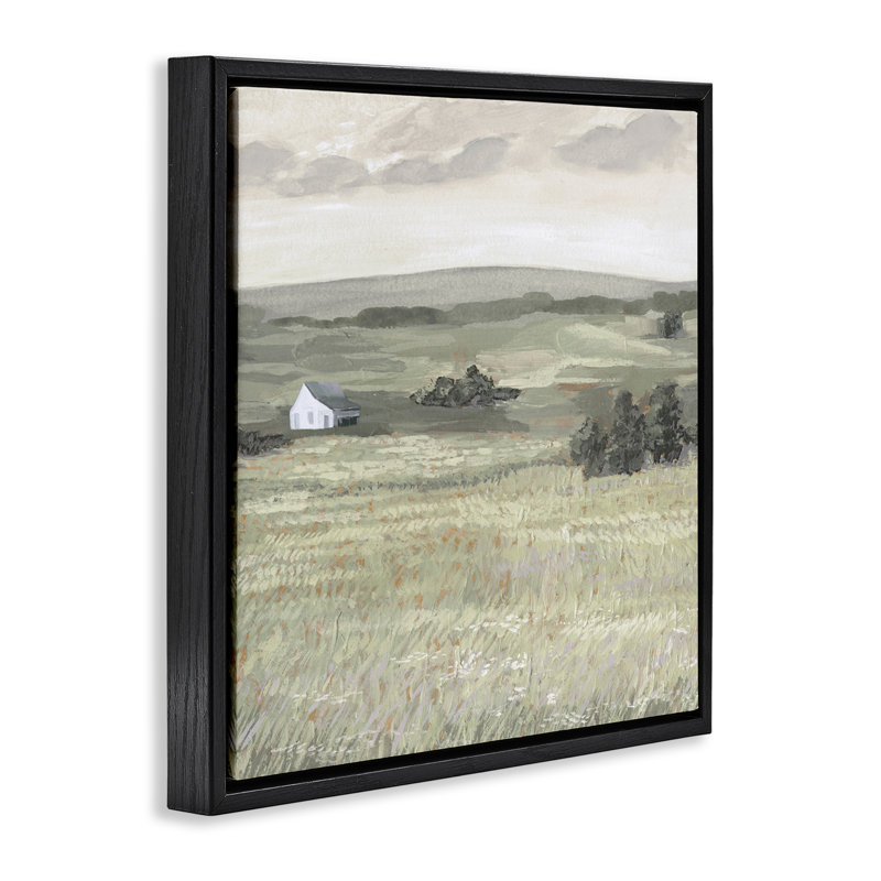 «Scenic Country Landscape», art mural encadré flottant par Victoria Borges, H 18 po x l 18 po, Cadre flottant noir de jais