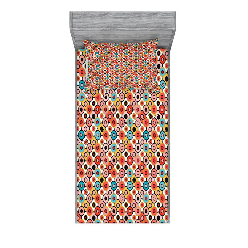 Microfiber Geometric Sheet Set, Twin XL Sheet Set with Fitted Sheet