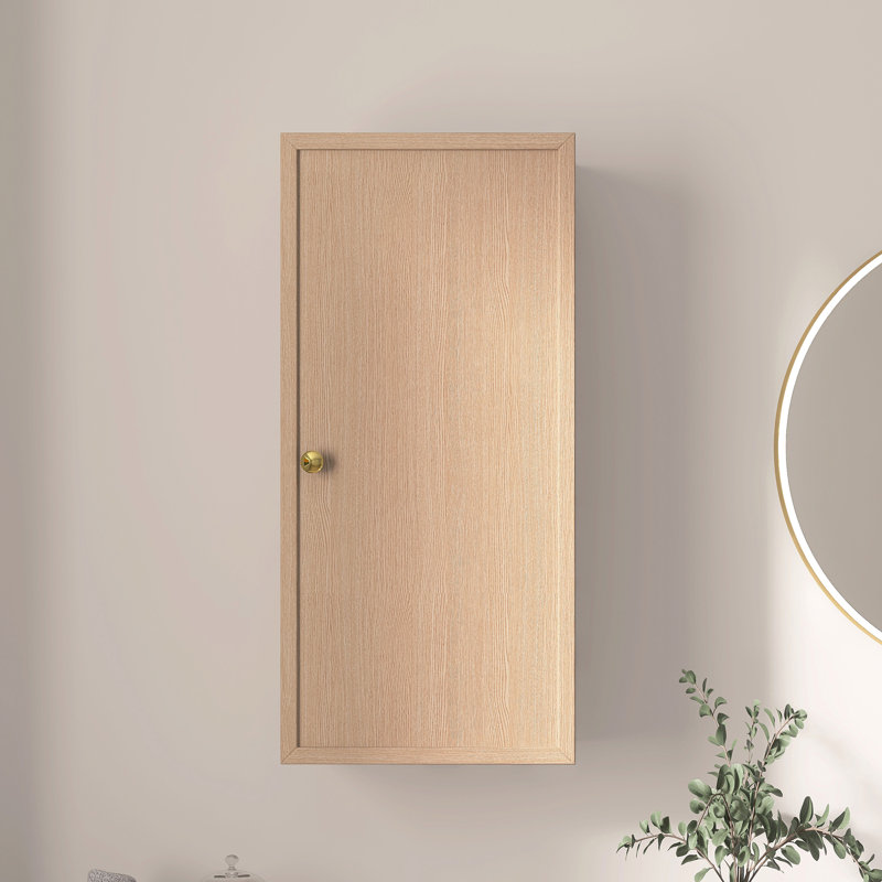 Armoire murale de salle de bain à porte simple 14 po en panneau de fibres à densité moyenne sans peinture