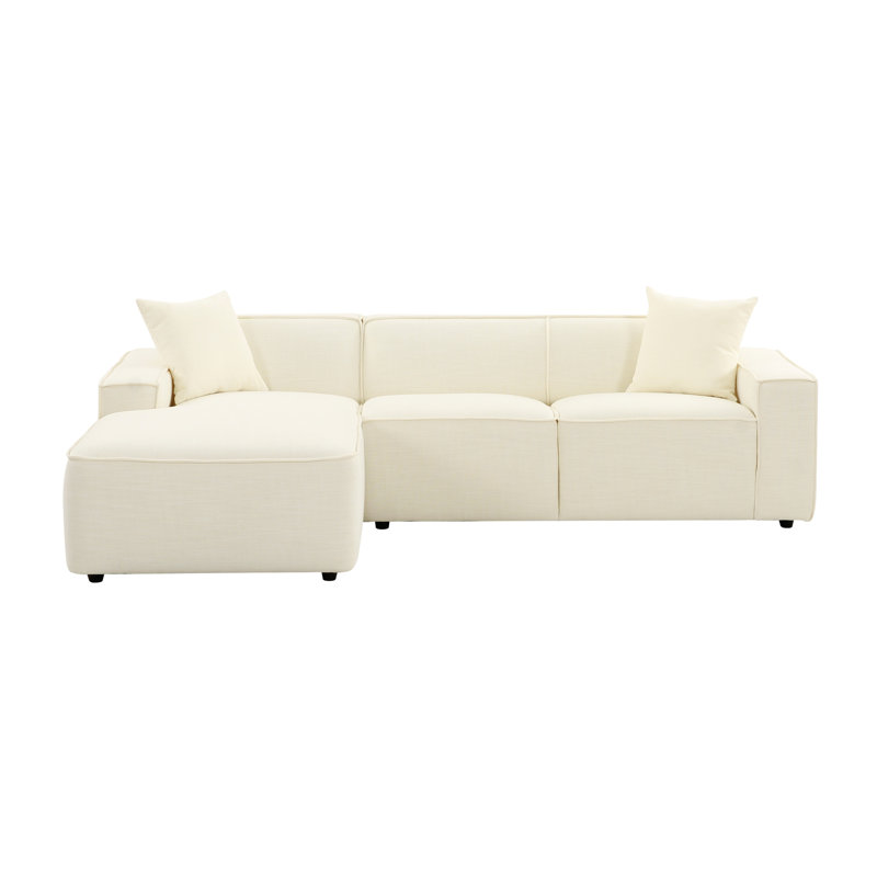 Olafur Sectional, Left Hand Facing, Cream Velvet