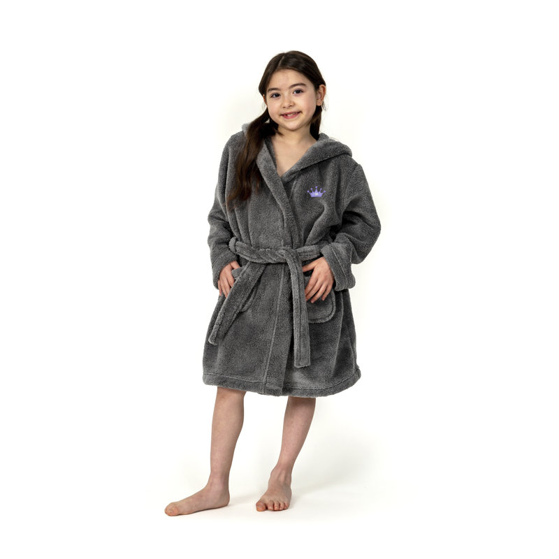 Peignoir à capuche double 100% polyester Linum Kids, Gris / bleu, L