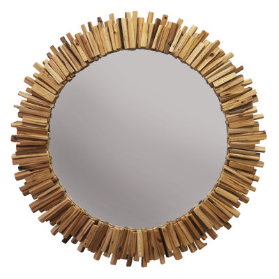 Miroir d'appoint mural rond en bois