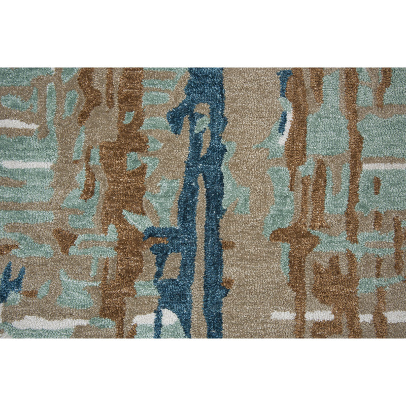 Tapis intérieur / extérieur gris / brun / bleu touffeté à la main Bahara, Rectangle 8 pi 6 po x 11 pi 6 po