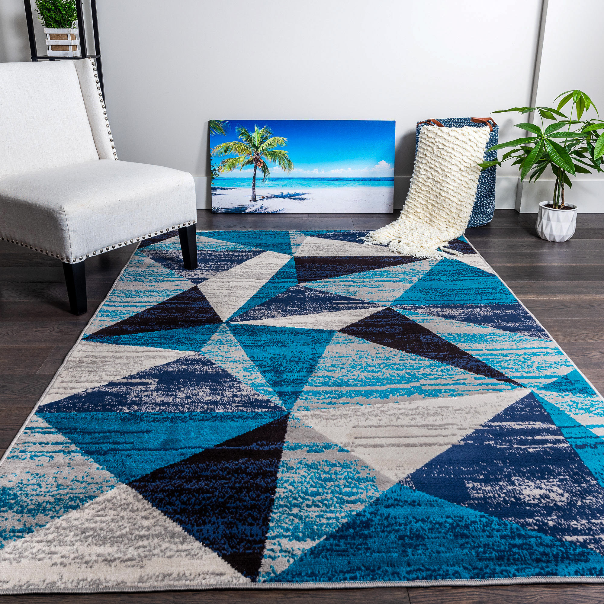 Latitude Run® Abstract Blue/Gray/Navy Area Rug & Reviews Wayfair