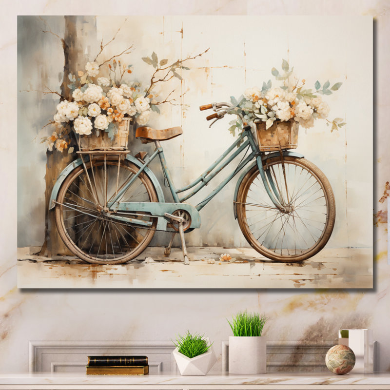 Vélo tranquille, pédalant II - art mural encadré, H 30 po x l 40 po, Toile tendue, Sans cadre