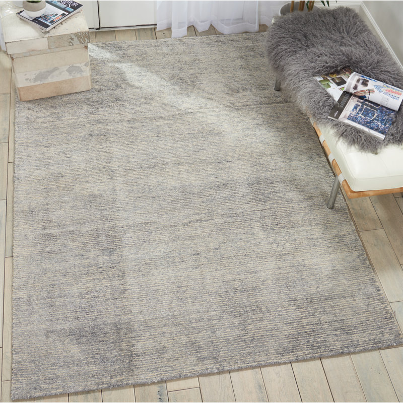 Tapis argenté touffeté à la main Zendejas, Rectangle 8 pi x 10 pi 6 po
