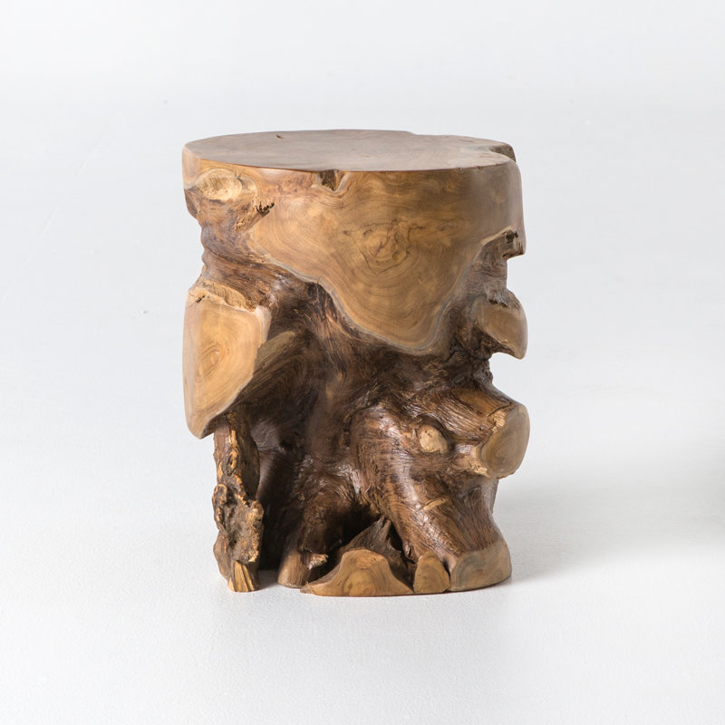 Atrakchi Accent Stool, Teak Stool-Aged Natural