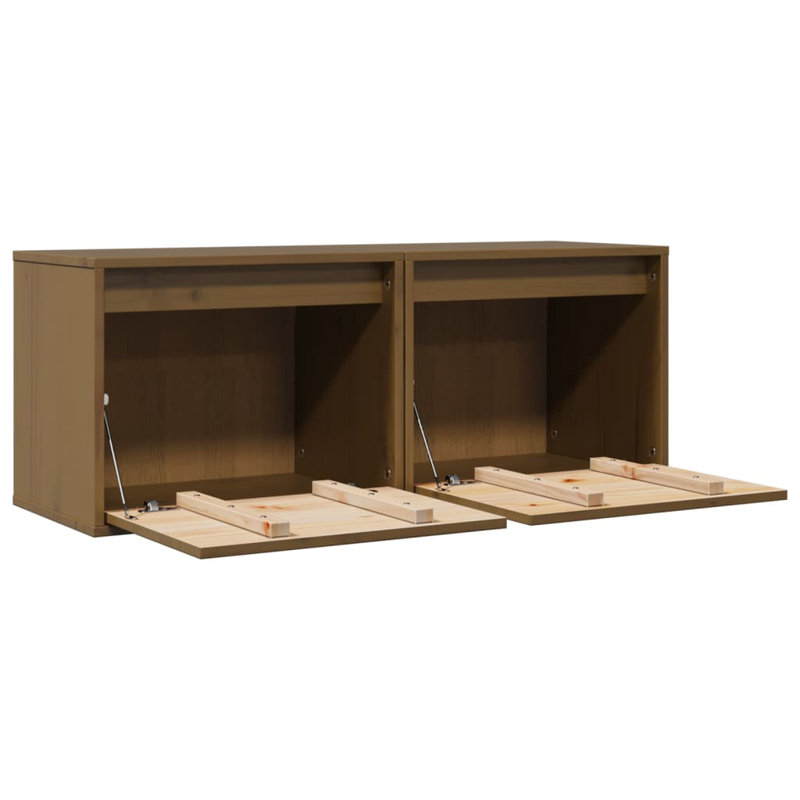 Gesell Pine Solid Wood Floating Shelf, 35cm H x 45cm W x 30cm D, Dark Brown
