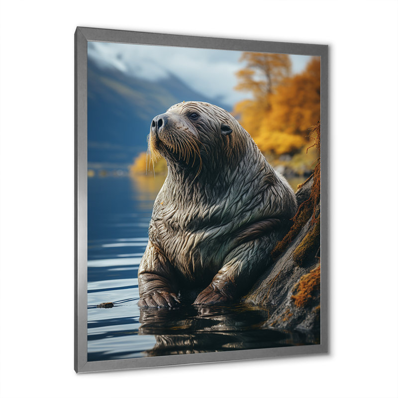 Morse des reflets côtiers sur toile, H 40 po x l 30 po x P 1,5 po, Cadre simple argenté