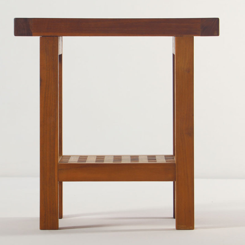 Grate Teak Wood Shower Bench with Shelf