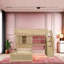 Lit mezzanine simple avec escalier et rangement, lit superposé avec bureau, tablettes et compartiment de rangement, lit plateforme multifonctionnel peu encombrant pour les enfants, assemblage facile-1704765133