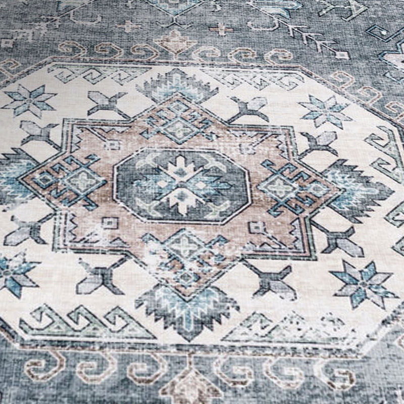 Janna Oriental Performance Machine Washable Area Rug Blue, Rectangle 7'6" x 9'6"
