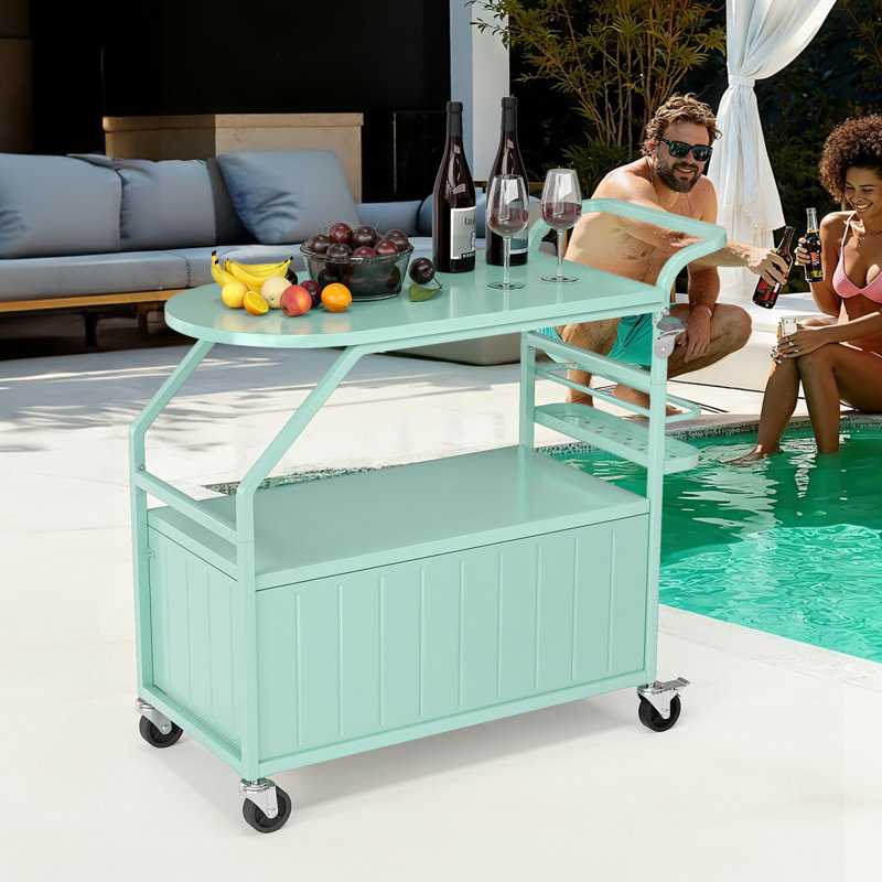 Winado Chariot refroidisseur de patio vert menthe avec table, Vert menthe