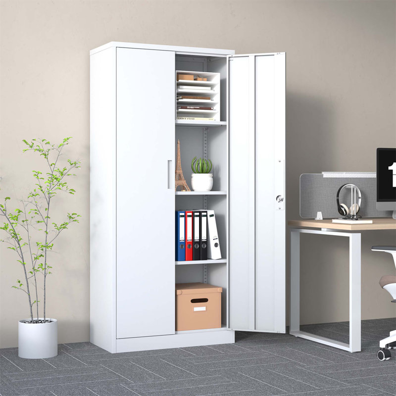 71 Inch Tall Metal Garage Storage Cabinet With 3 Adjustable Shelves, Locking Doors For Secure And Versatile Organization
