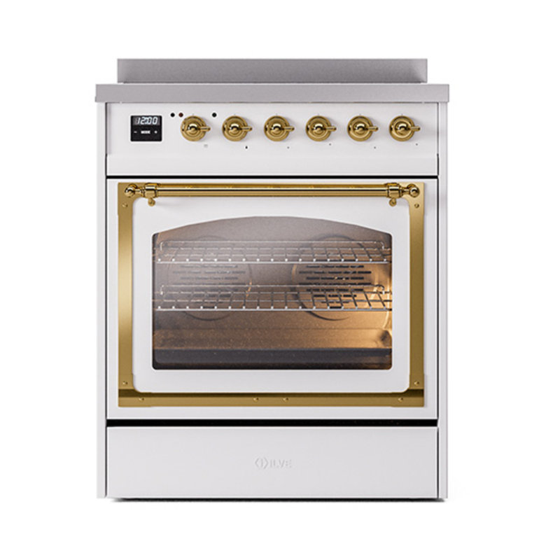 ILVE Nostalgie II Noblesse 30 in Induction Range, White/Brass