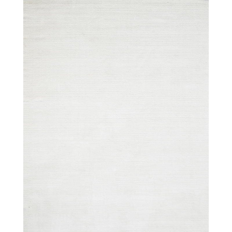 Hand Knotted Area Rug in White, Rectangle 10' x 14'