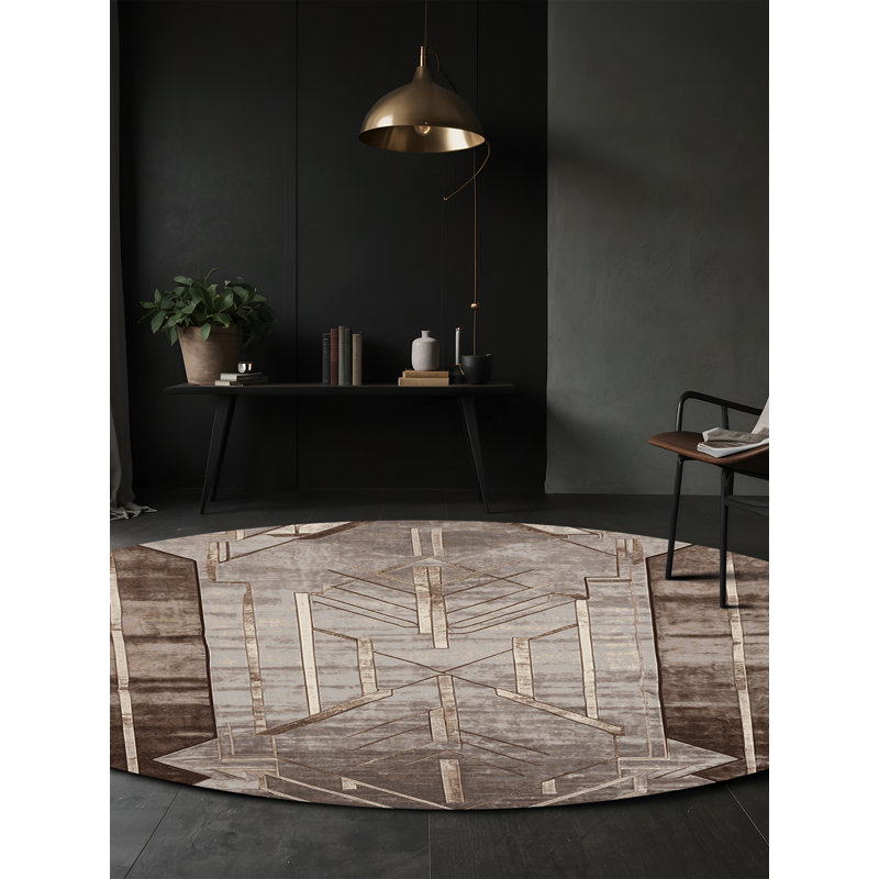 Tapis gris soyeux et moelleux, Rectangle 7 pi x 9 pi