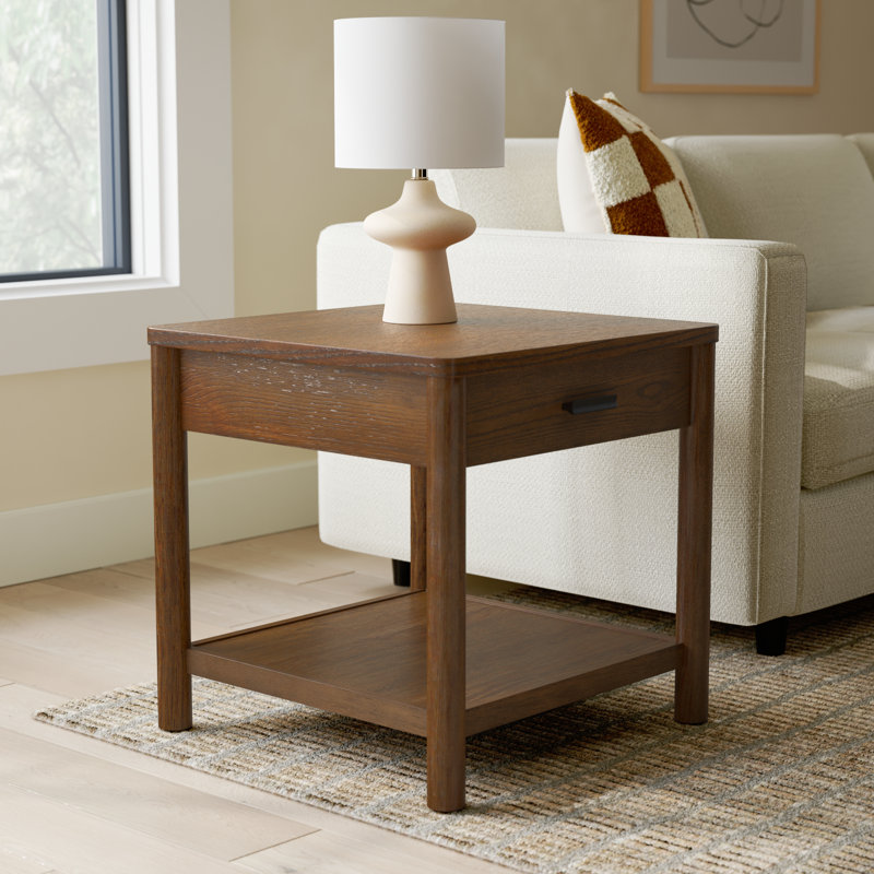 Kaplan Wood 1 Drawer End Table, Black