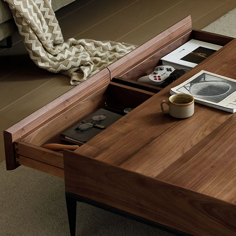 Solid Wood Top Coffee Table, 13.7" H x 47.2" L x 47.2" W