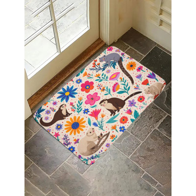 Tapis de bain floral coloré pour salle de bain, 36 x 24