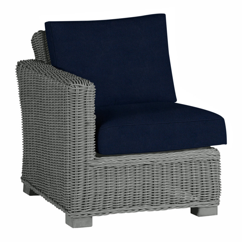 Canapé modulaire rustique tissé à gauche - gris ardoise, Gris ardoise, Welt, Velours indigo