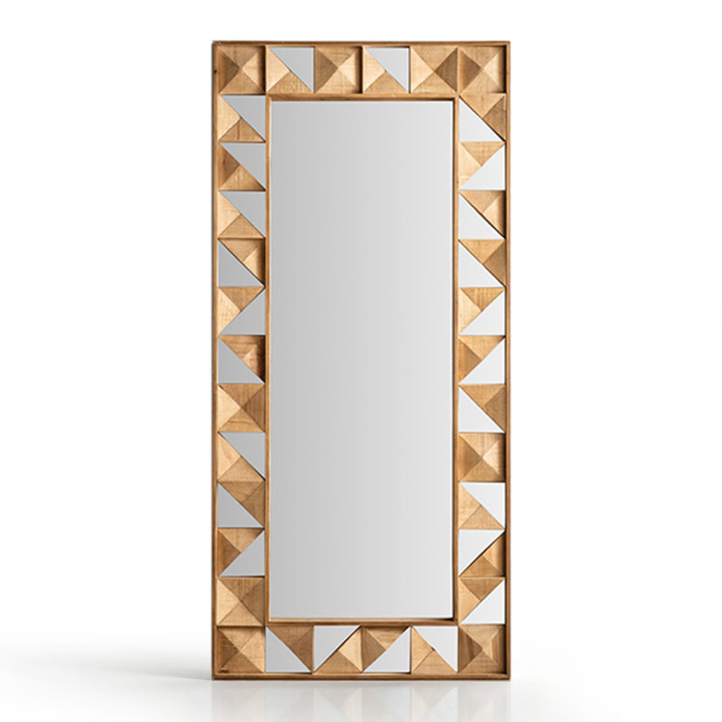 Retro Pine Rectangular High-Definition Full-Length Mirror