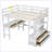 Modern Loft Bed with Built-in Desk with Two Drawers, and Storage Shelves and Drawers