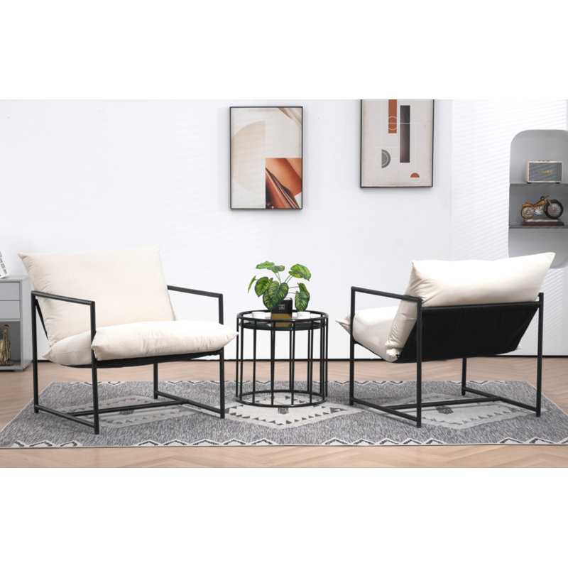 Fauteuil large en velours 32,6 po Daut, Velours beige