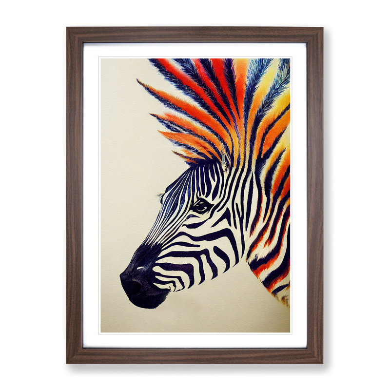 Punk Zebra - Framed Print, 46cm H x 34cm W, Walnut