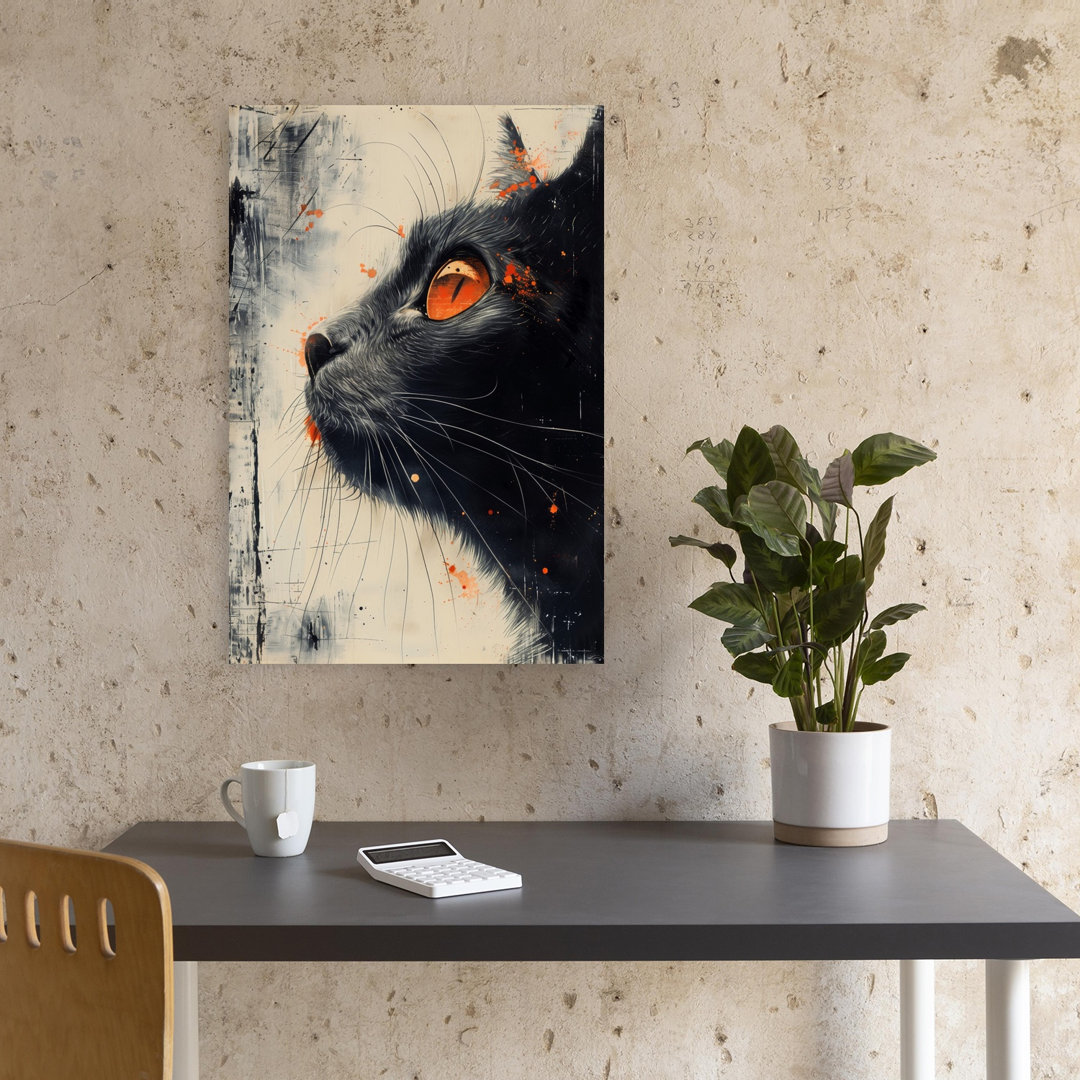 Intense Black Cat Gaze Contemporary Cat Wall Art Print