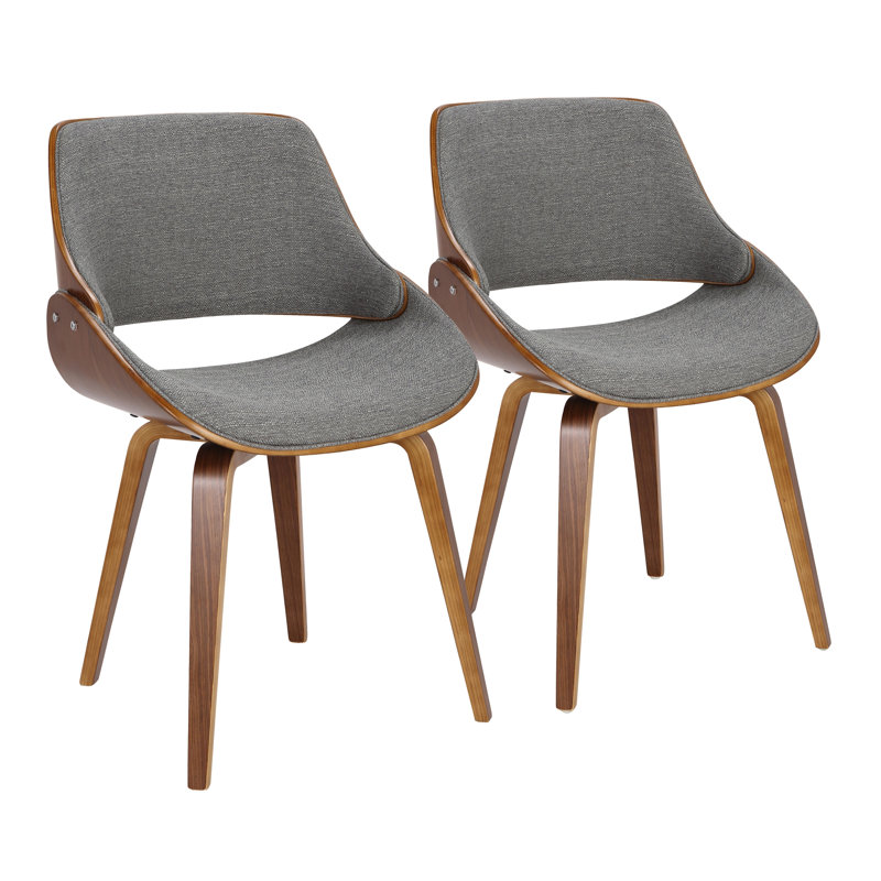 Chaise de salle à manger Fabrizzi Mid-Century moderne en bois de noyer et tissu gris par Lumisource
