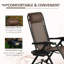 Fauteuil à bascule pliable d'extérieur zéro gravité avec oreiller, porte-gobelet et porte-téléphone, et pieds pliables, brun
