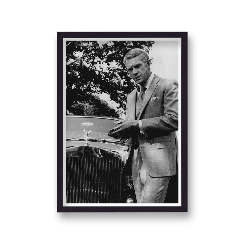 Steve Mcqueen with Rolls Royce the Thomas Crown Affair 1 Piece Single Picture Frame Wall Art