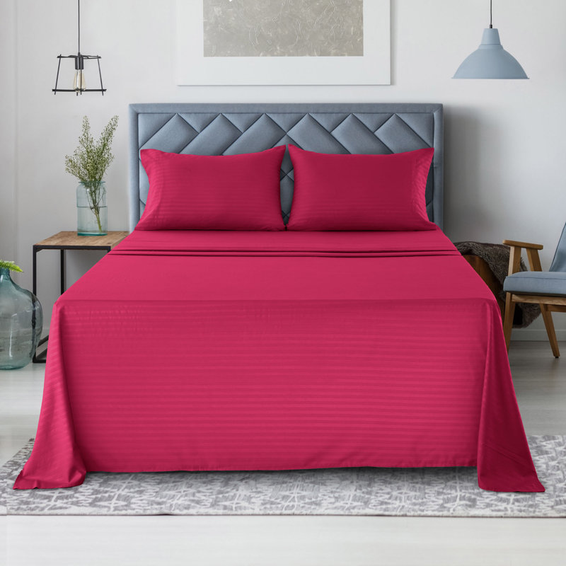 Ensemble de draps en microfibre avec draps-housse et taie d'oreiller Lux Decor Collection, Bourgogne