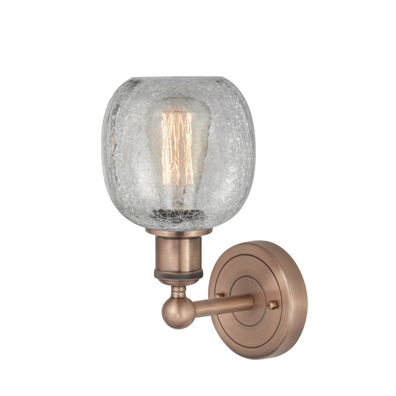 Cheraw Armed Sconce, Clear Crackle, Antique Copper