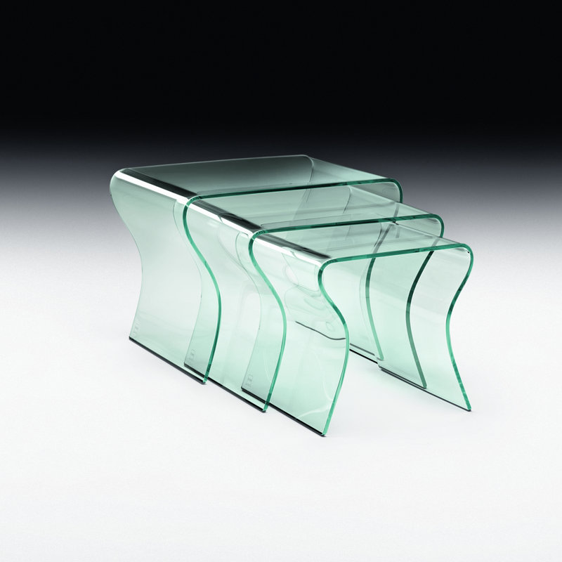 Butte Glass Top Trestle End Table, 48 cm / Extralight