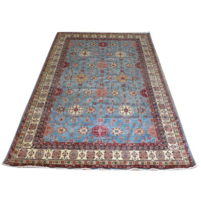 Tapis unique en laine noué à la main brun / bleu 9 pi 5 po x 13 pi 6 po Bechtold