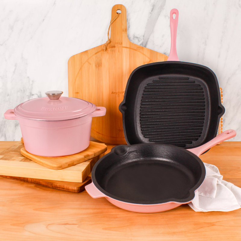Ensemble de poêle en fonte, poêle à frire et cocotte 3 pte Berghoff Neo 4 pièces, Rose