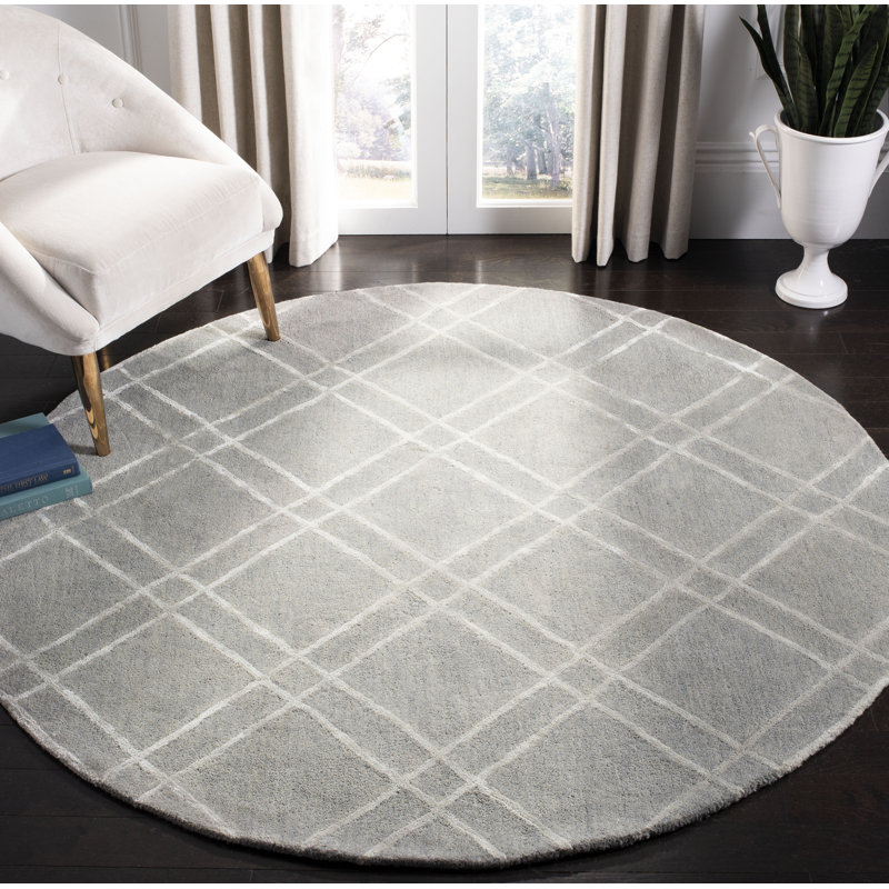 Milroy Hand Tufted Wool Geometric Rug, Round 6'