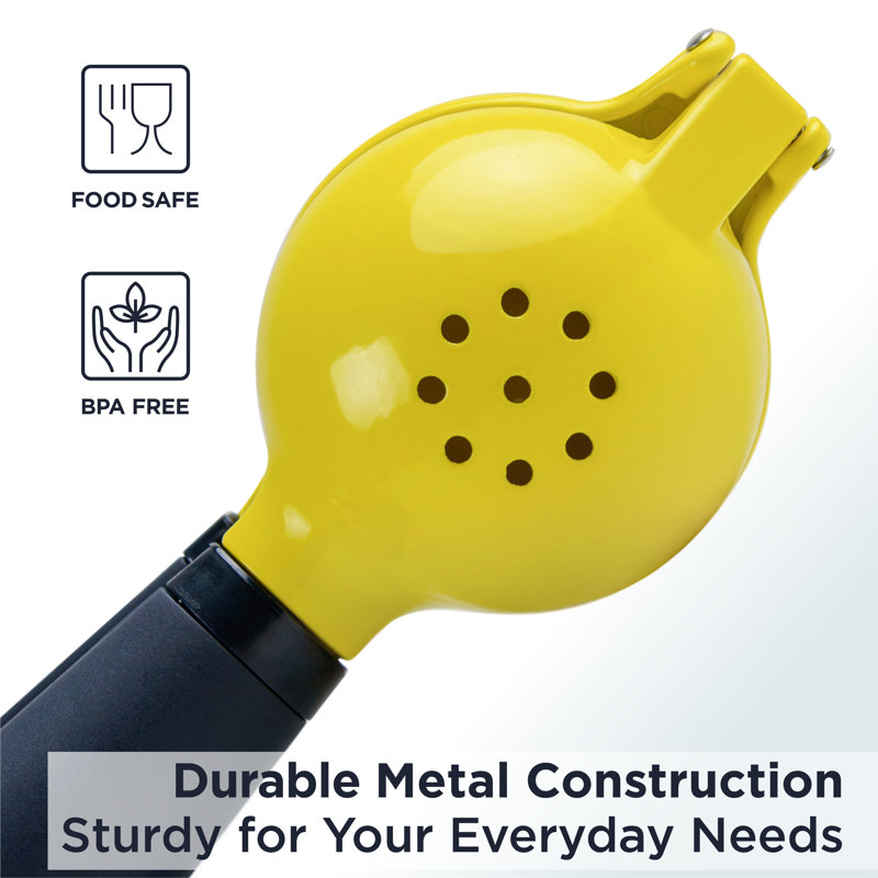 Deiss Yellow and Black Heavy-Duty Metal Lemon Squeezer