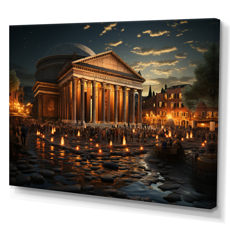 «Italy Pantheon Rome», reproduction sur toile, H 30 po x l 40 po x P 1,5 po, Toile tendue