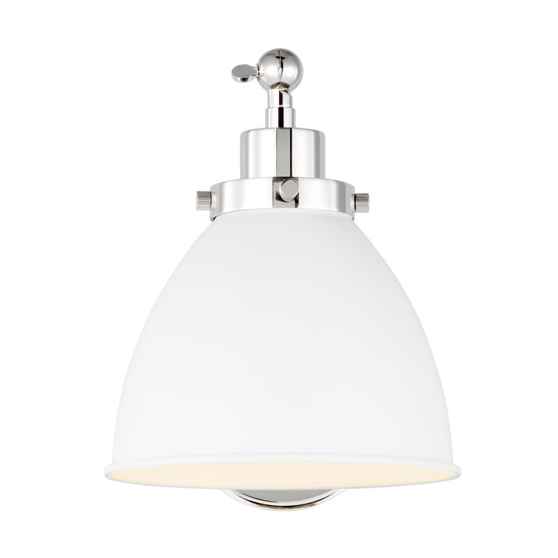Wellfleet 1 - Light Armed Sconce, Matte White, Polished Nickel
