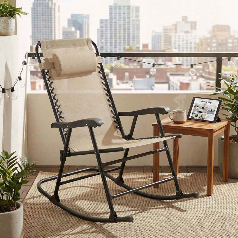 Ensemble de 2 chaises berçantes pliantes à gravité zéro avec appui-tête réglable, Kaki