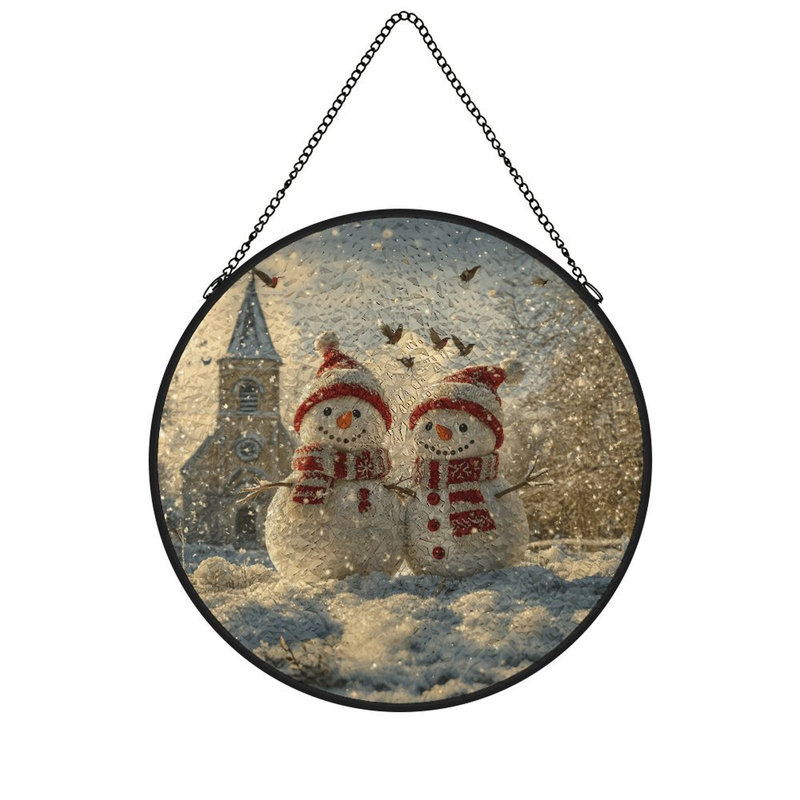 Snowmen Winter Church, 3,5 x 3,5 po (9 x 9 cm)