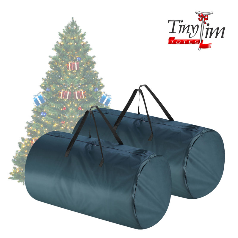 Christmas Tree Storage Bags- 2- For 7.5-16 Ft Artificial Trees-Premium Canvas-Protect Holiday Decorations, Inflatables by Tiny Tim Totes