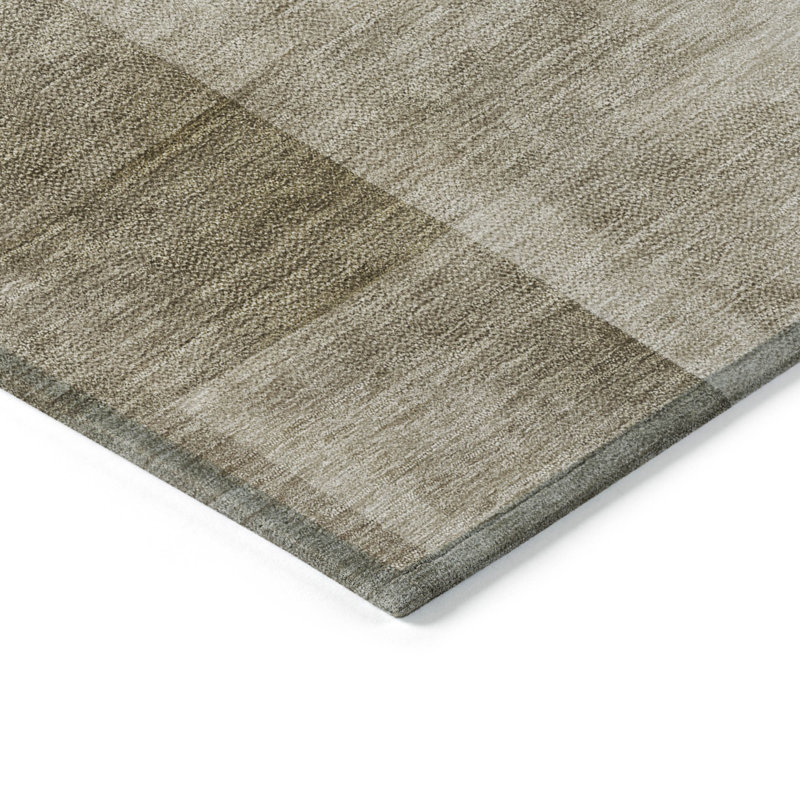 Khaki Rectangular Washable Synthetic Indoor/Outdoor Rug