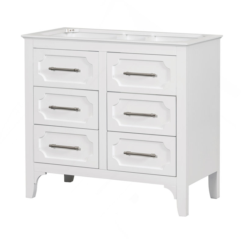 Ensemble de meuble-lavabo sur pied 36 po sans lavabo, ensemble de meuble-lavabo simple autoportant avec quatre tiroirs, armoire de rangement en bois massif seulement (PAS D'ÉVIER)